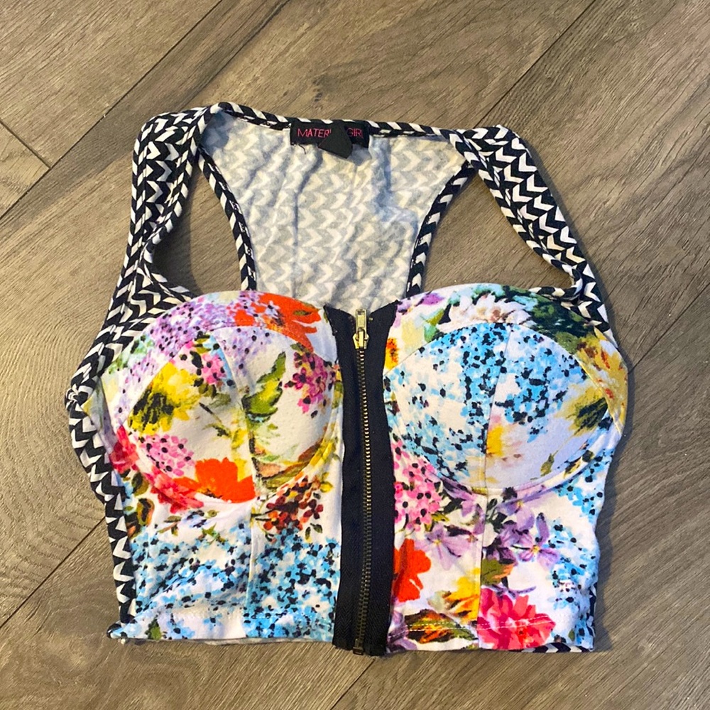 Zip up Floral Crop Top